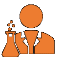 SVG art of a scientist next to a bubbling flask