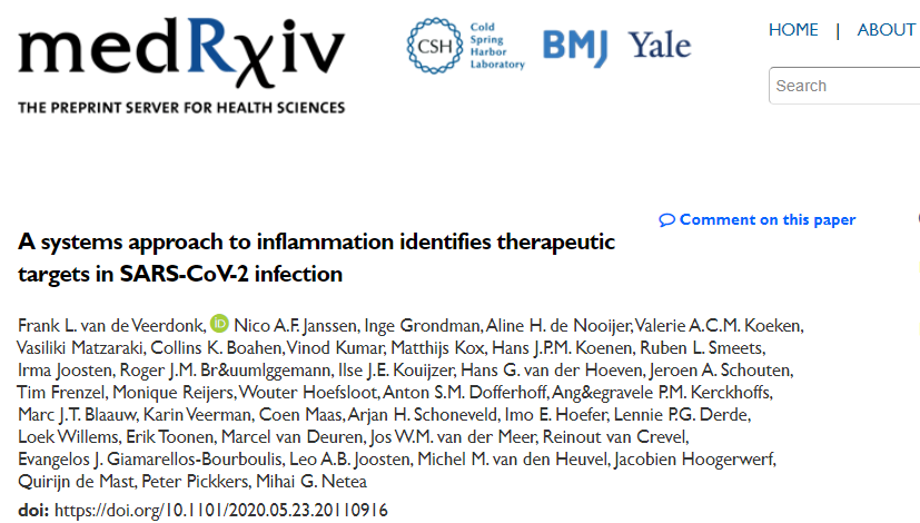 Screenshot from medRxiv showing collaborators on the paper